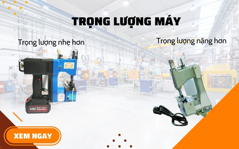 Trọng lượng máy giữa máy khâu bao chạy pin và chạy điện