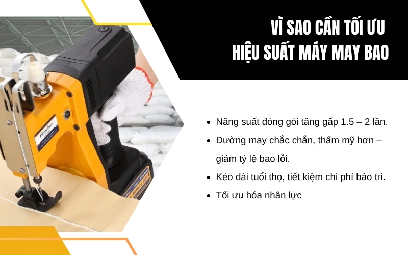 Vì sao cần tối ưu hiệu suất máy may bao