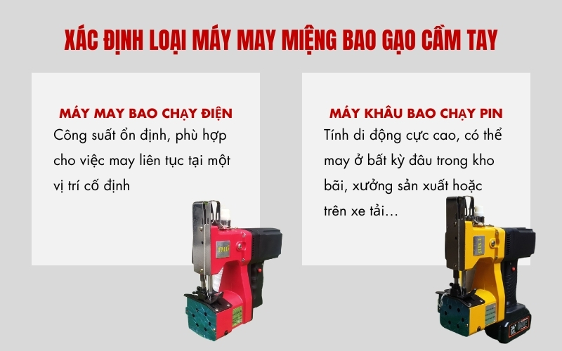 Xác định loại máy may miệng bao gạo cầm tay