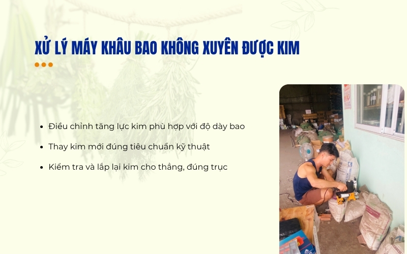 Xử lý máy khâu bao không xuyên được kim