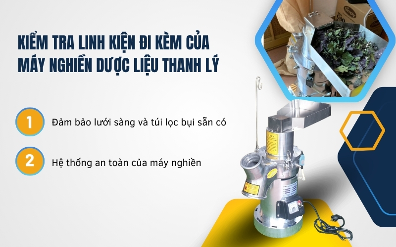 Kiểm tra linh kiện đi kèm của máy nghiền dược liệu thanh lý