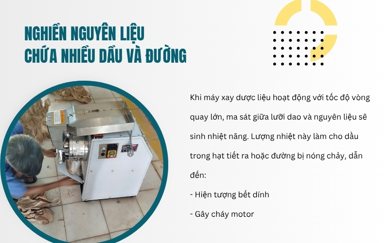 Nghiền nguyên liệu chứa nhiều dầu và đường  