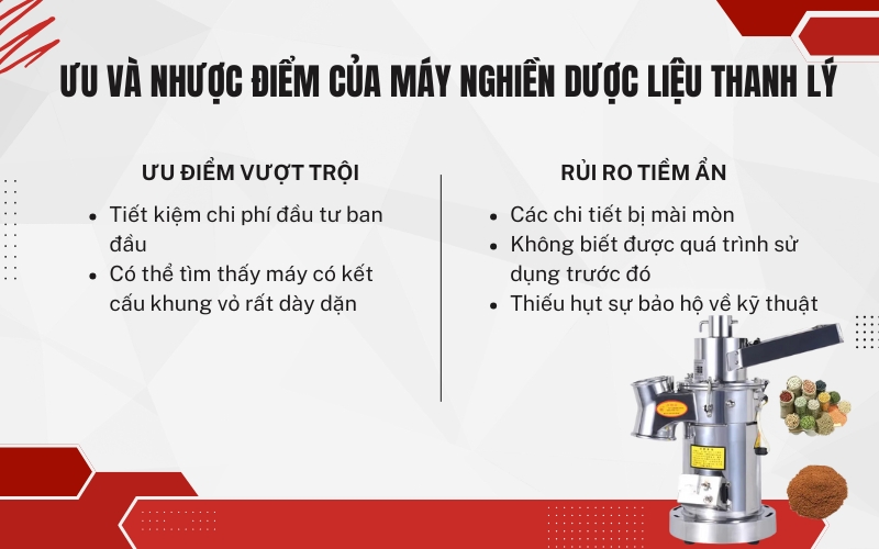 Ưu và nhược điểm của máy nghiền dược liệu thanh lý