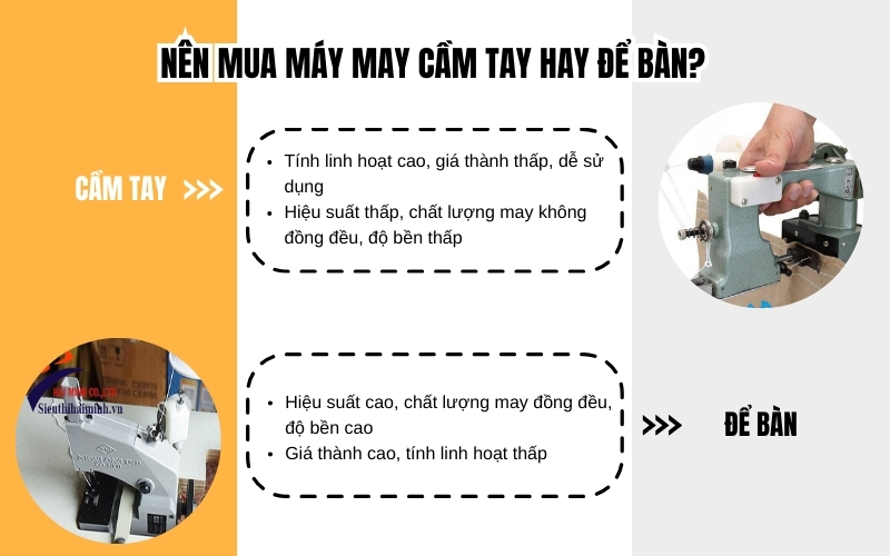 nên mua máy may cầm tay hay để bàn
