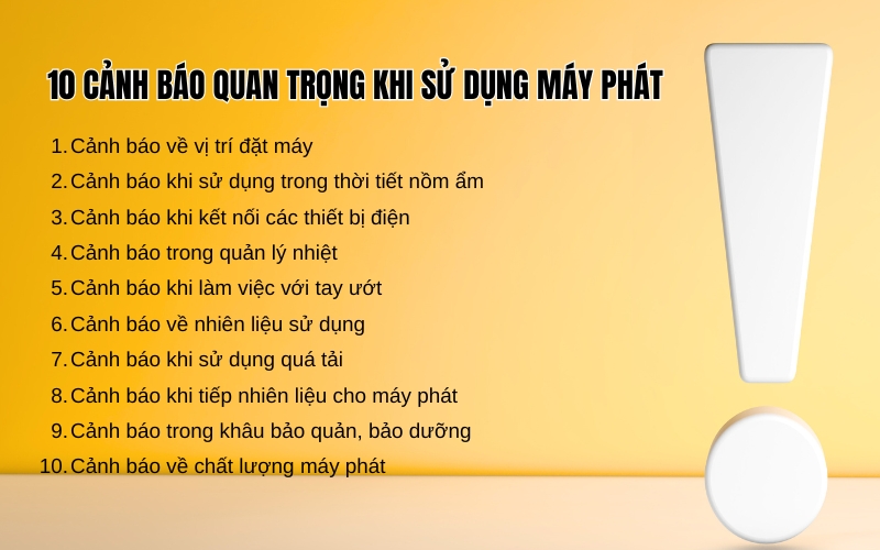 10 cảnh báo quan trọng khi sử dụng máy phát
