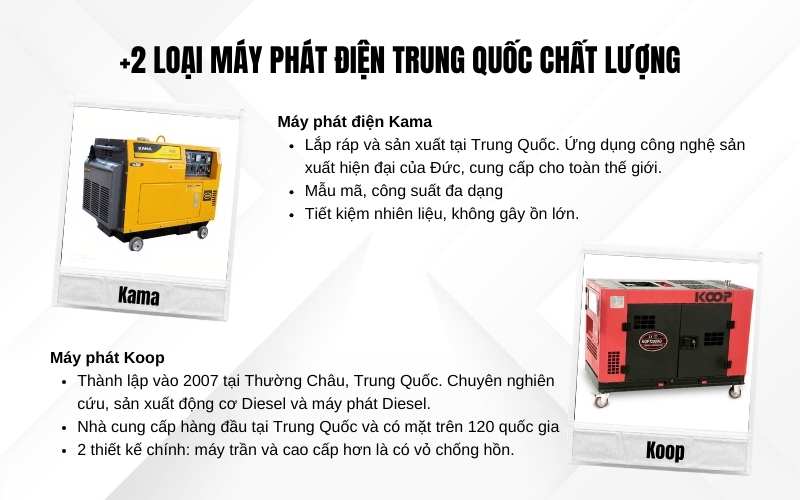 2 loại máy phát điện Trung Quốc chất lượng