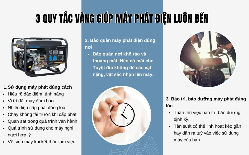 3 quy tắc vàng giúp máy phát điện luôn bền