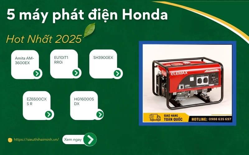 Đánh giá chi tiết về 5 mẫu máy phát điện Honda 2025