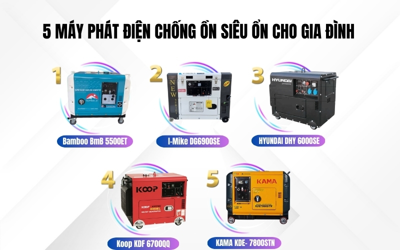 5 máy phát điện chống ồn siêu ổn cho gia đình