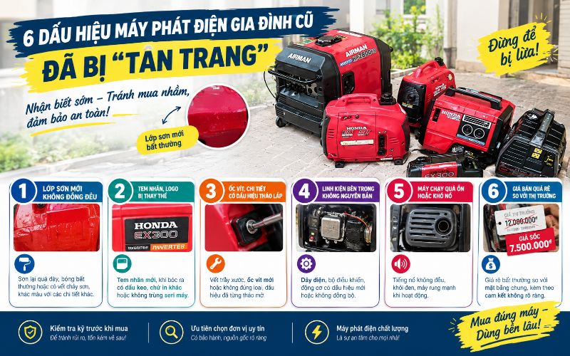 6 dấu hiệu máy phát điện gia đình cũ đã bị “tân trang”