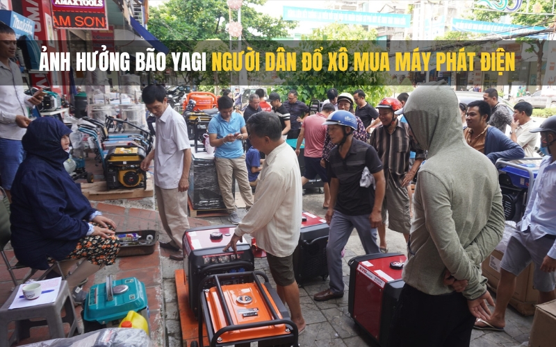 Ảnh hưởng bão Yagi người dân đổ xô mua máy phát điện