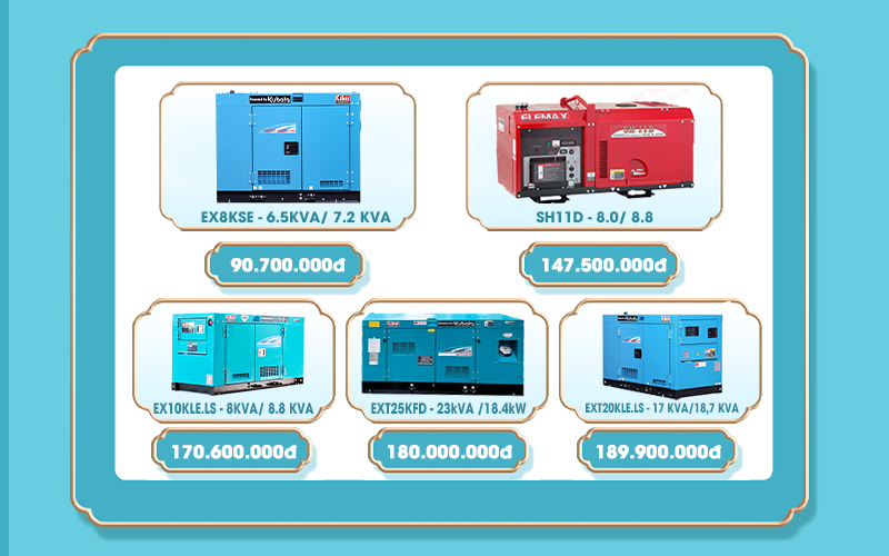 Bảng giá máy phát điện Kubota cập nhật mới nhất
