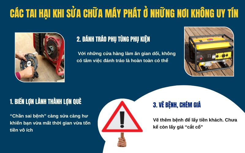 Các tai hại khi sửa chữa máy phát ở những nơi không uy tín