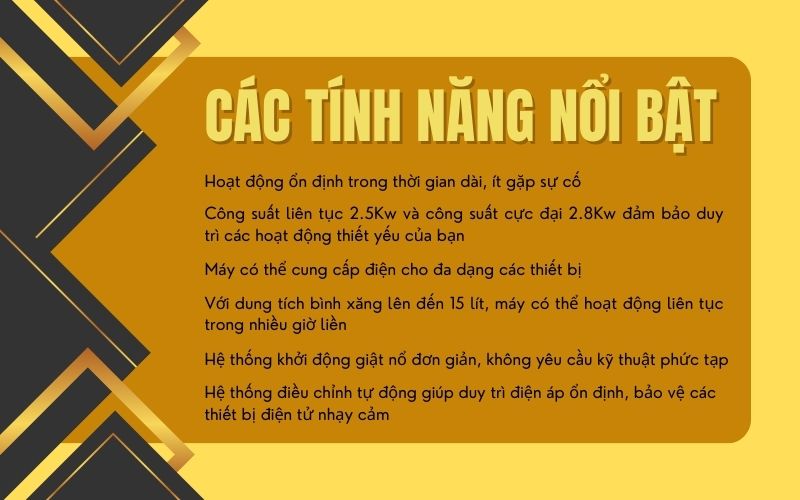 Các tính năng nổi bật của máy phát điện chạy xăng Koshen Safan KS-10000