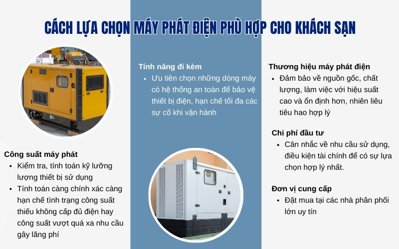 Cách lựa chọn máy phát điện phù hợp cho khách sạn, khu nghỉ dưỡng