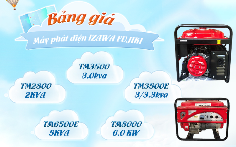 Cập nhật bảng giá máy phát điện IZAWA FUJIKI