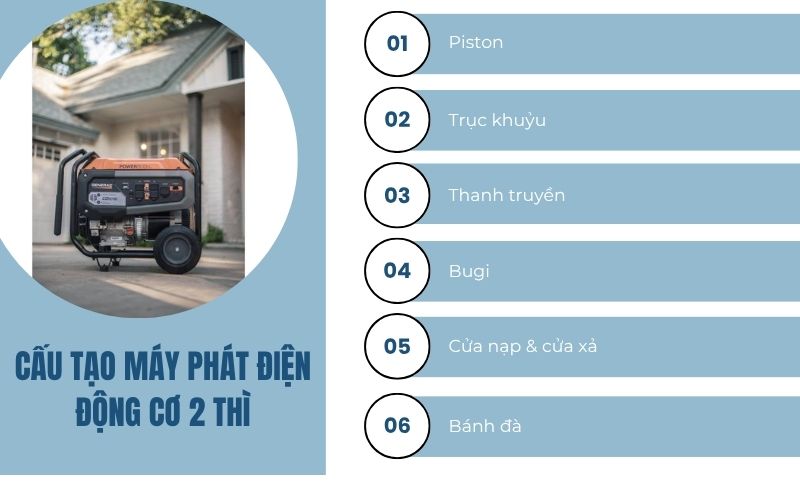 Cấu tạo máy phát điện động cơ 2 thì