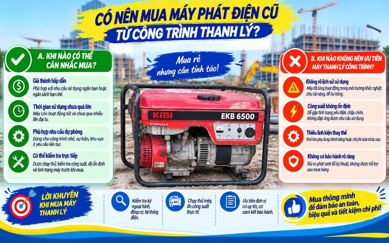 Có nên mua máy phát điện cũ từ công trình thanh lý?