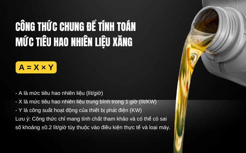 Công thức chung để tính toán mức tiêu hao nhiên liệu xăng