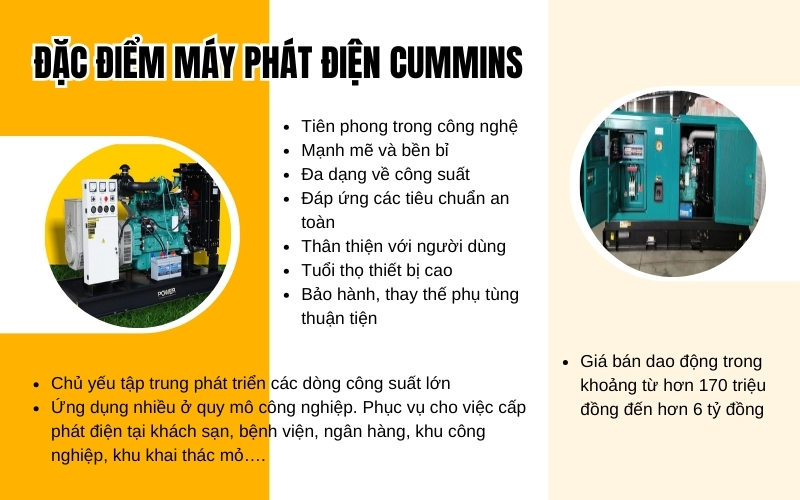 Đặc điểm của máy phát điện Cummins