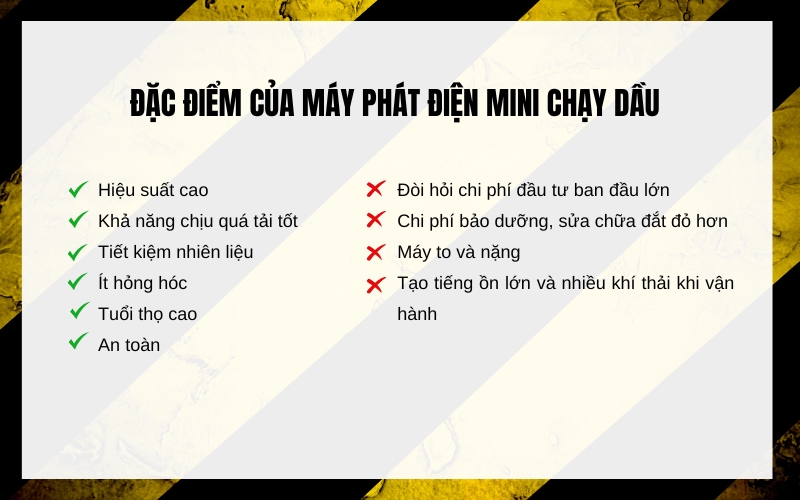Đặc điểm của máy phát điện mini chạy dầu
