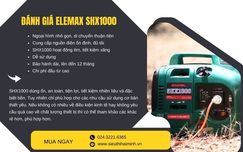 Đánh giá máy phát Honda ELEMAX SHX1000