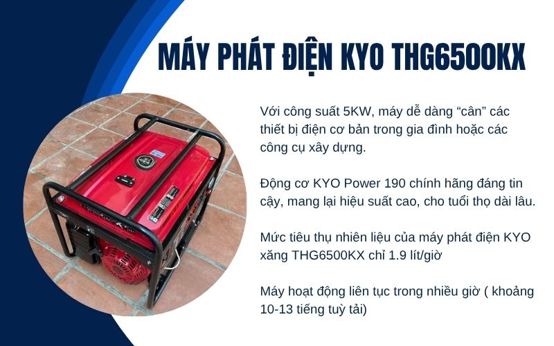 Điểm nổi bật ưu việt của máy phát điện KYO xăng THG6500KX