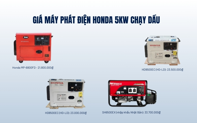 Giá máy phát điện Honda 5kW chạy dầu