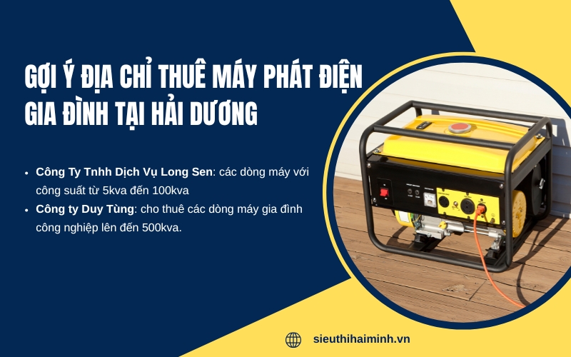 Gợi ý địa chỉ thuê máy phát điện gia đình tại Hải Dương