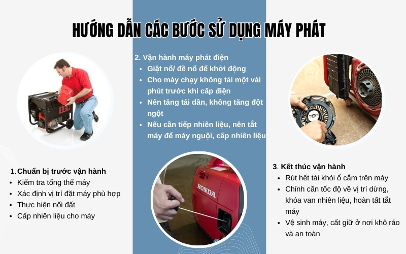 Hướng dẫn các bước sử dụng máy phát