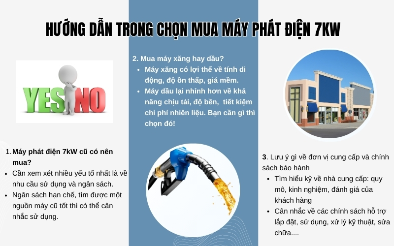 Hướng dẫn trong chọn mua máy phát điện 7kw