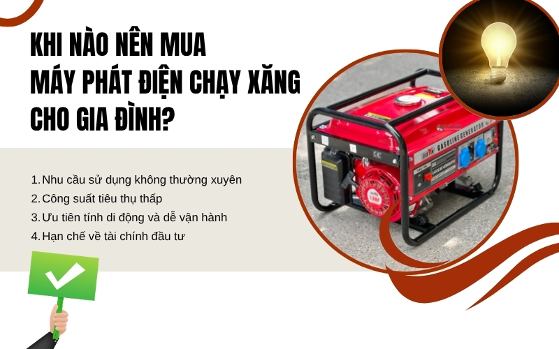 Khi nào nên mua máy phát điện chạy xăng cho gia đình