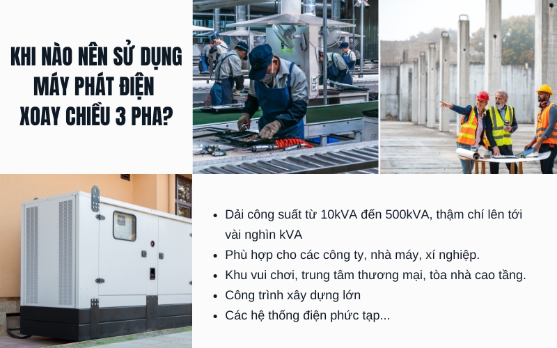 Khi nào nên sử dụng máy phát điện xoay chiều 3 pha