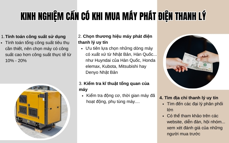 Kinh nghiệm cần có khi mua máy phát điện thanh lý