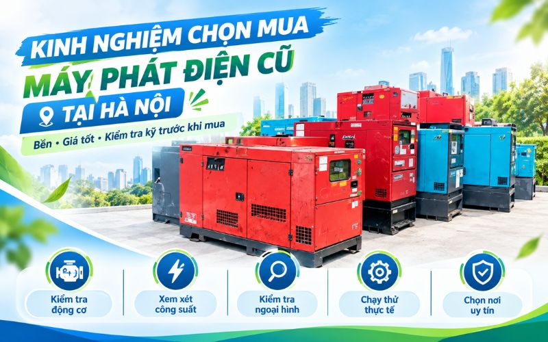 Kinh nghiệm chọn mua máy phát điện cũ tại Hà Nội bền, giá tốt
