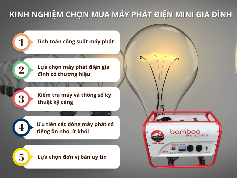 Kinh nghiệm chọn mua máy phát điện mini gia đình