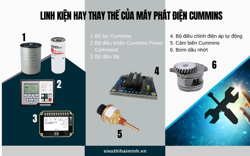 Linh kiện hay thay thế của máy phát điện Cummins
