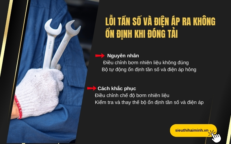 Lỗi tần số và điện áp ra không ổn định khi đóng tải