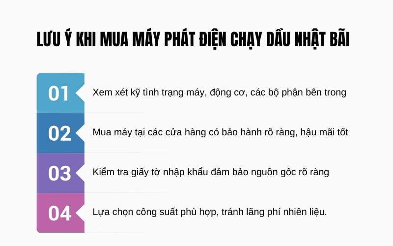 Lưu ý khi mua máy phát điện chạy dầu nhật bãi