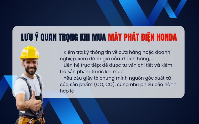 Lưu ý quan trọng khi mua máy phát điện Honda