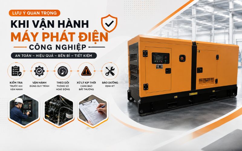 Lưu ý quan trọng khi vận hành máy phát điện công nghiệp