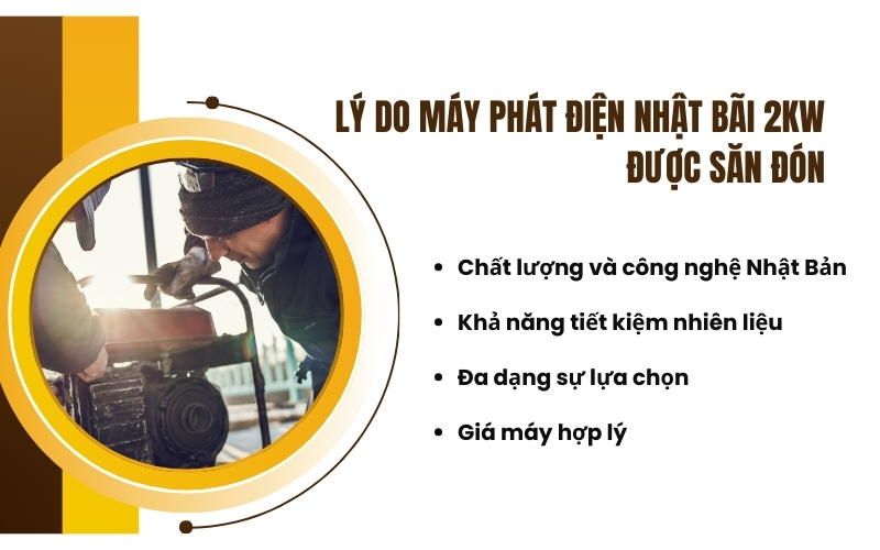 Lý do máy phát điện nhật bãi 2kw được săn đón
