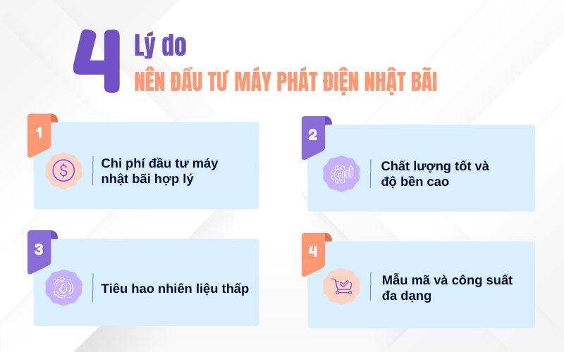 Lý do nên đầu tư máy phát điện Nhật Bãi