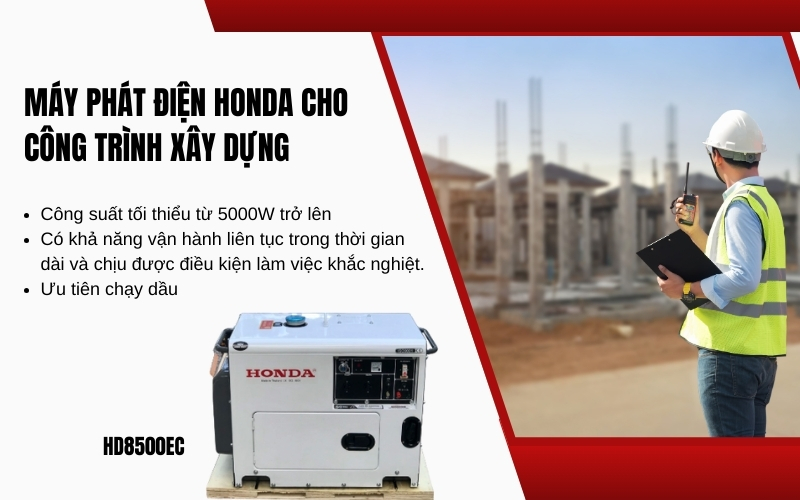 Máy phát Honda cho công trình xây dựng