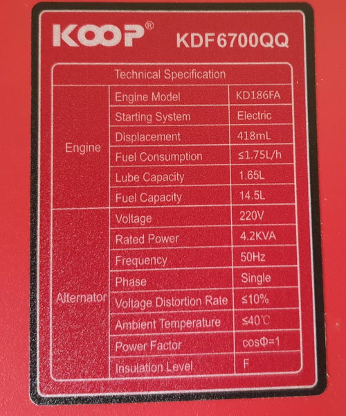 Máy phát điện Koop siêu chống ồn KDF 6700QQ (4.2 KW)