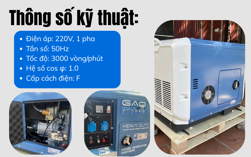 Máy phát điện GAO GA9700SN ( 6.5KW) siêu cách âm