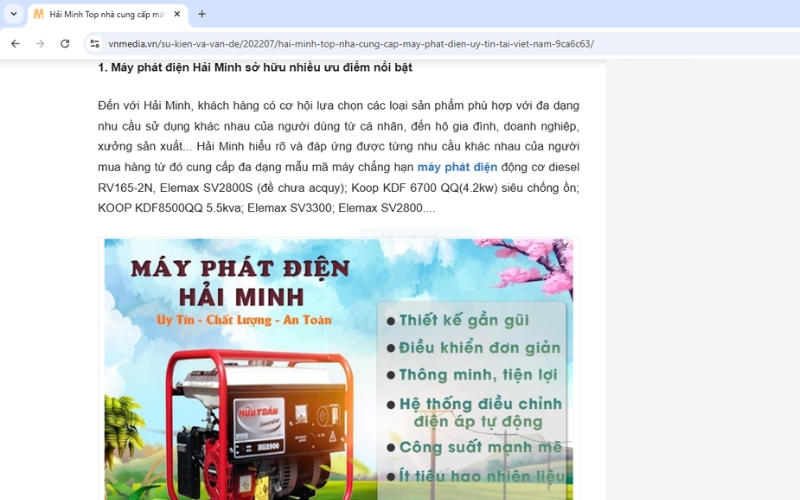Máy phát điện Hải Minh được vnmedia.vn đánh giá như thế nào?