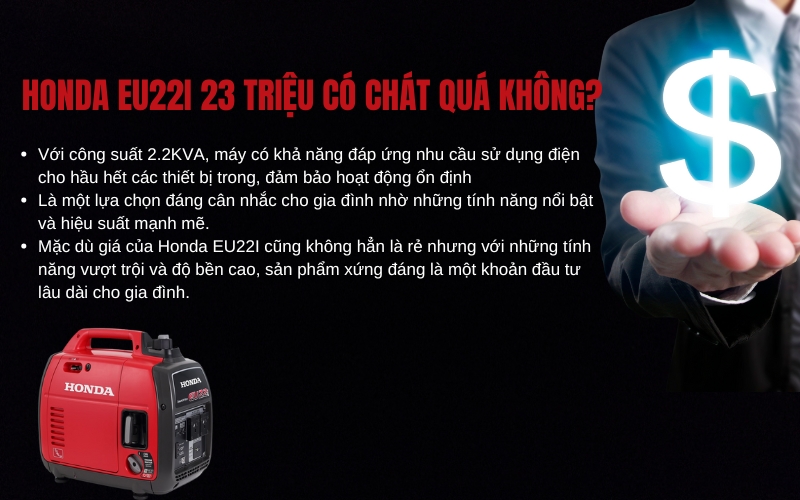 Máy phát điện Honda EU22I giá 23tr có chát quá không
