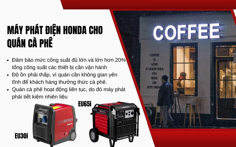 Máy phát điện Honda cho quán cà phê