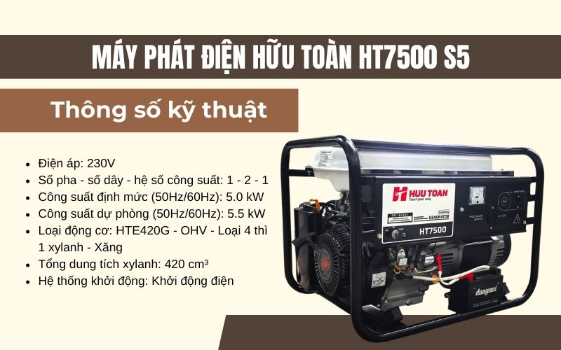 Máy phát điện Hữu Toàn HT7500 S5